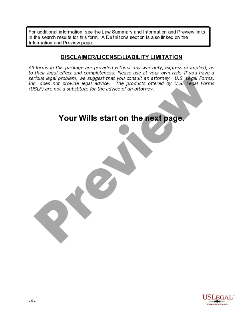 Preview Mutual Wills Package with Last Wills and Testaments for Married Couple with Adult Children