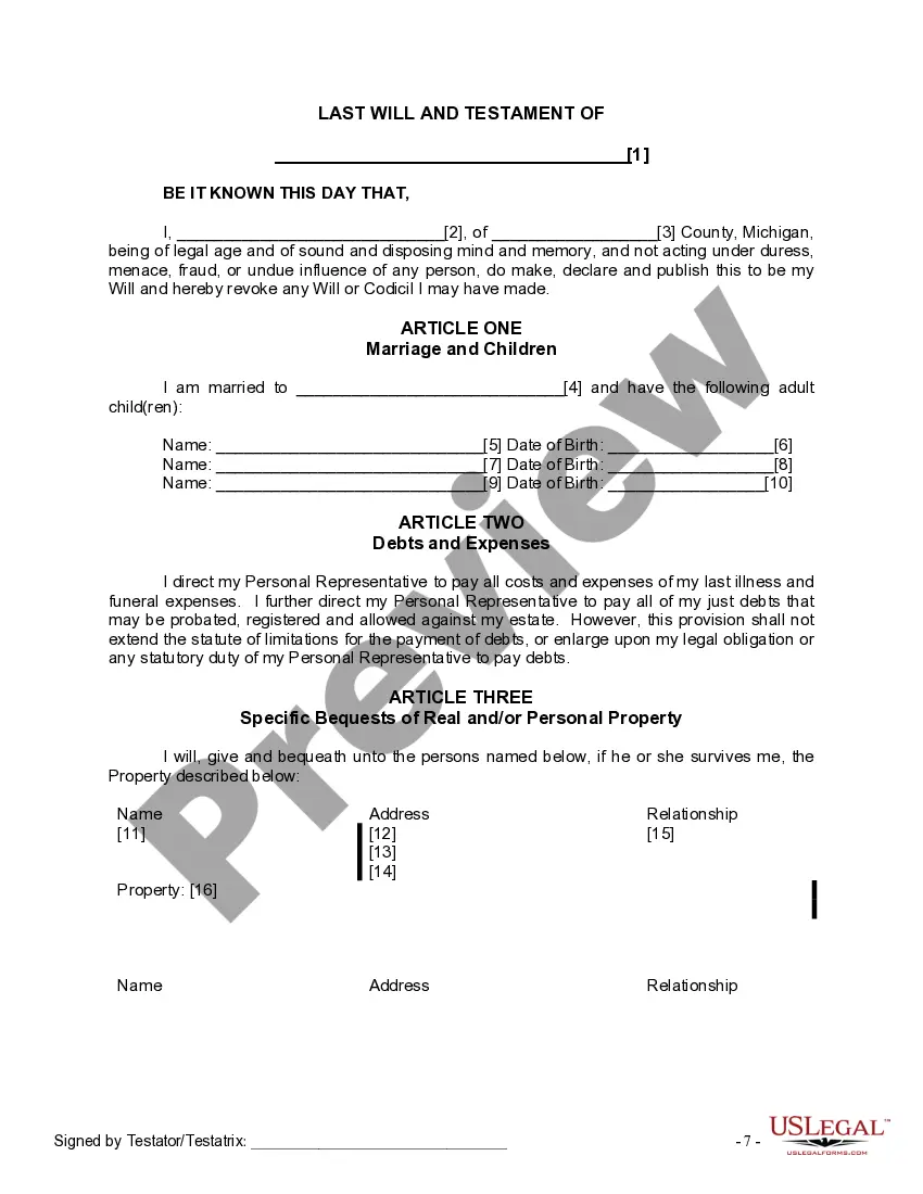 Preview Mutual Wills Package with Last Wills and Testaments for Married Couple with Adult Children