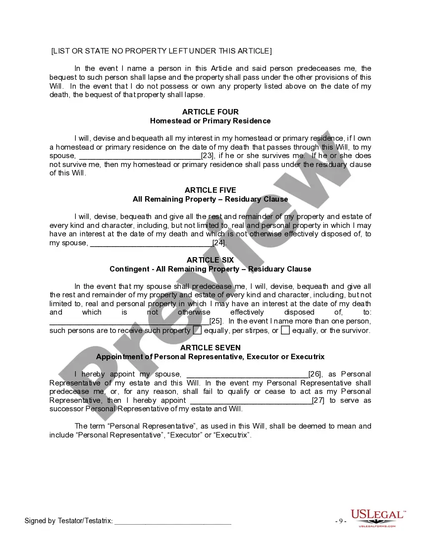 Preview Mutual Wills package with Last Wills and Testaments for Married Couple with No Children