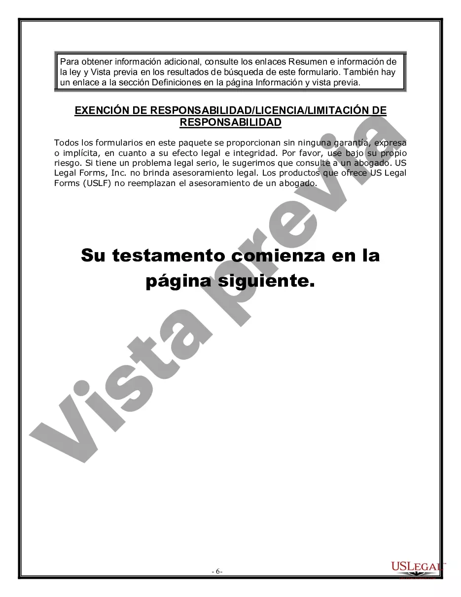 Preview Formulario de última voluntad y testamento legal para persona casada con hijos adultos