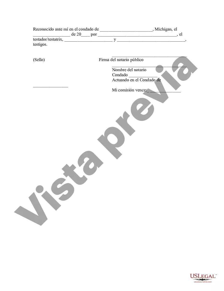 Preview Codicilo al formulario de testamento para enmendar su testamento - Cambios o enmiendas de testamento