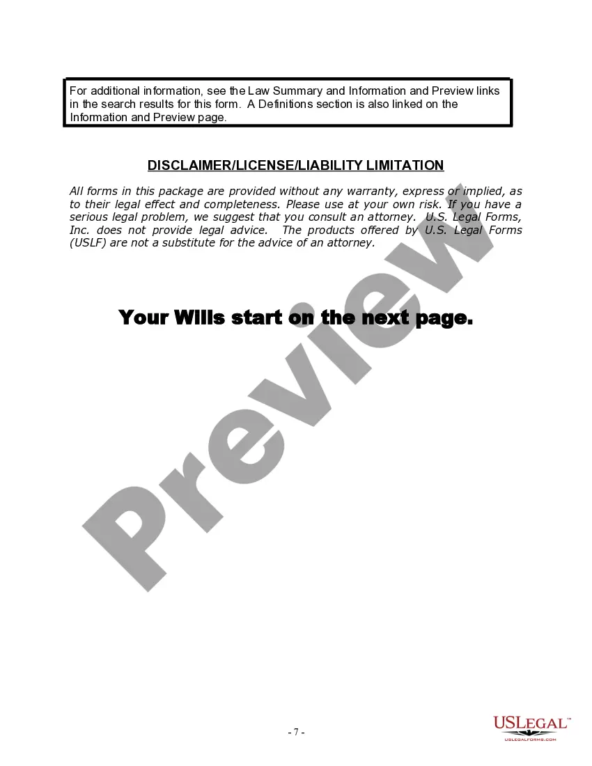 Preview Mutual Wills Package with Last Wills and Testaments for Married Couple with Adult and Minor Children