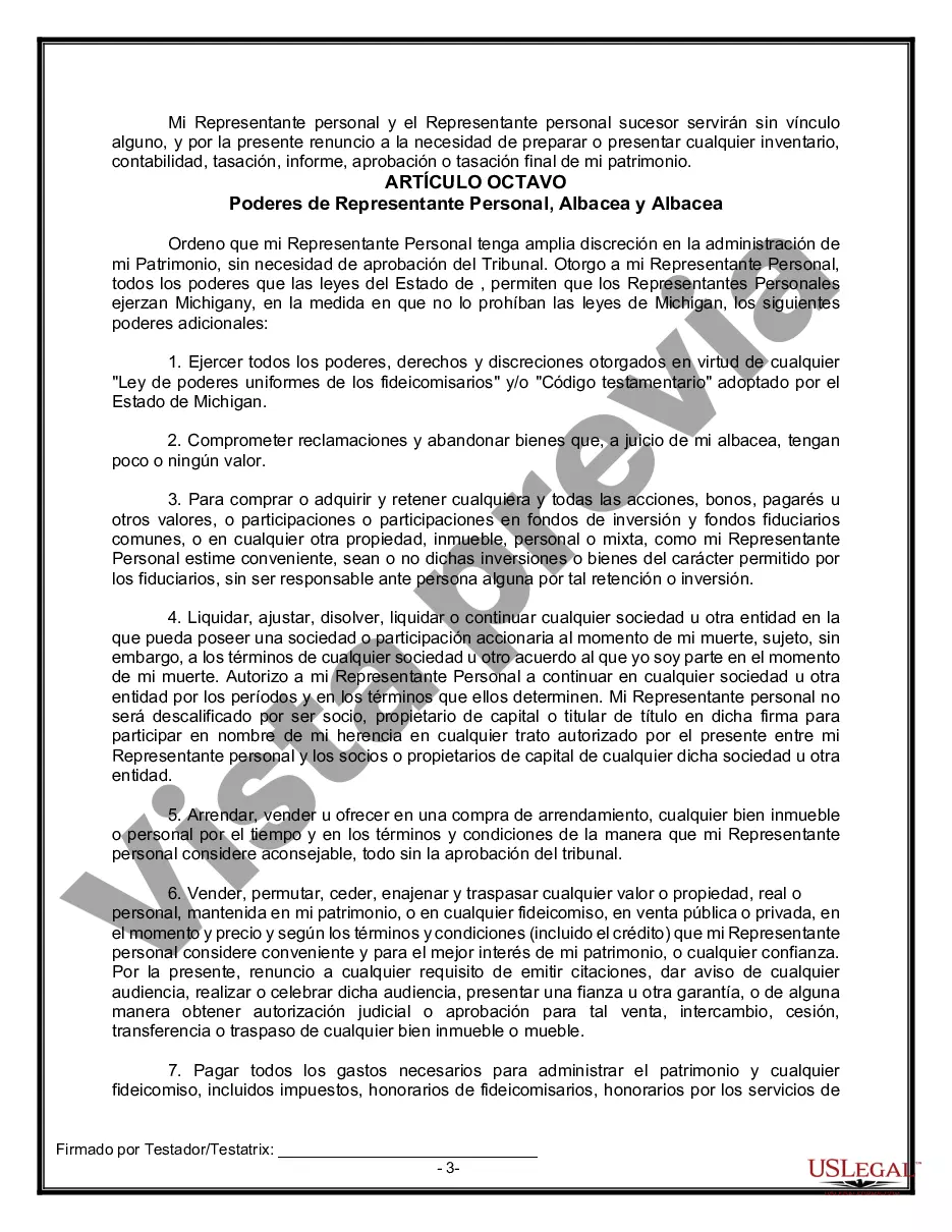 Preview Formulario de testamento y última voluntad legal para viuda o viudo con hijos adultos