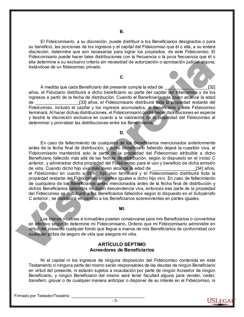 Preview Formulario Legal de Última Voluntad y Testamento para Viuda o Viudo con Hijos Menores