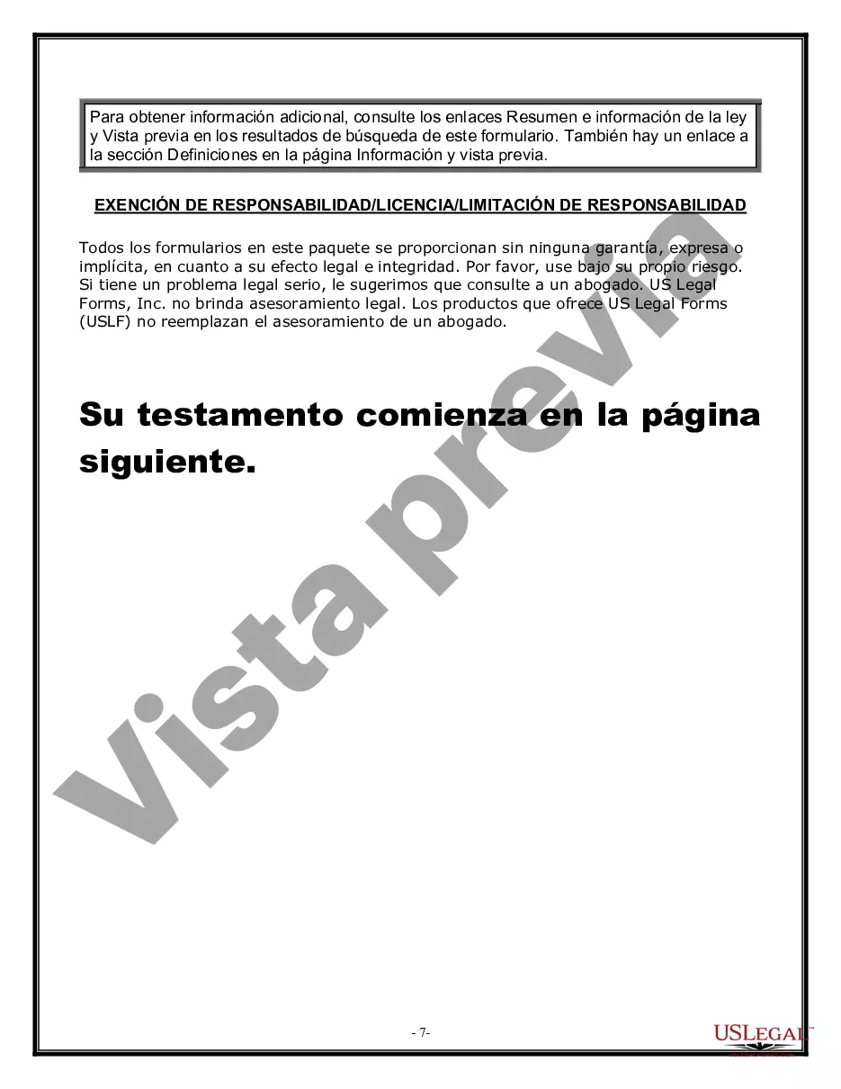 Preview Formulario Legal de Última Voluntad y Testamento para Viuda o Viudo con Hijos Menores