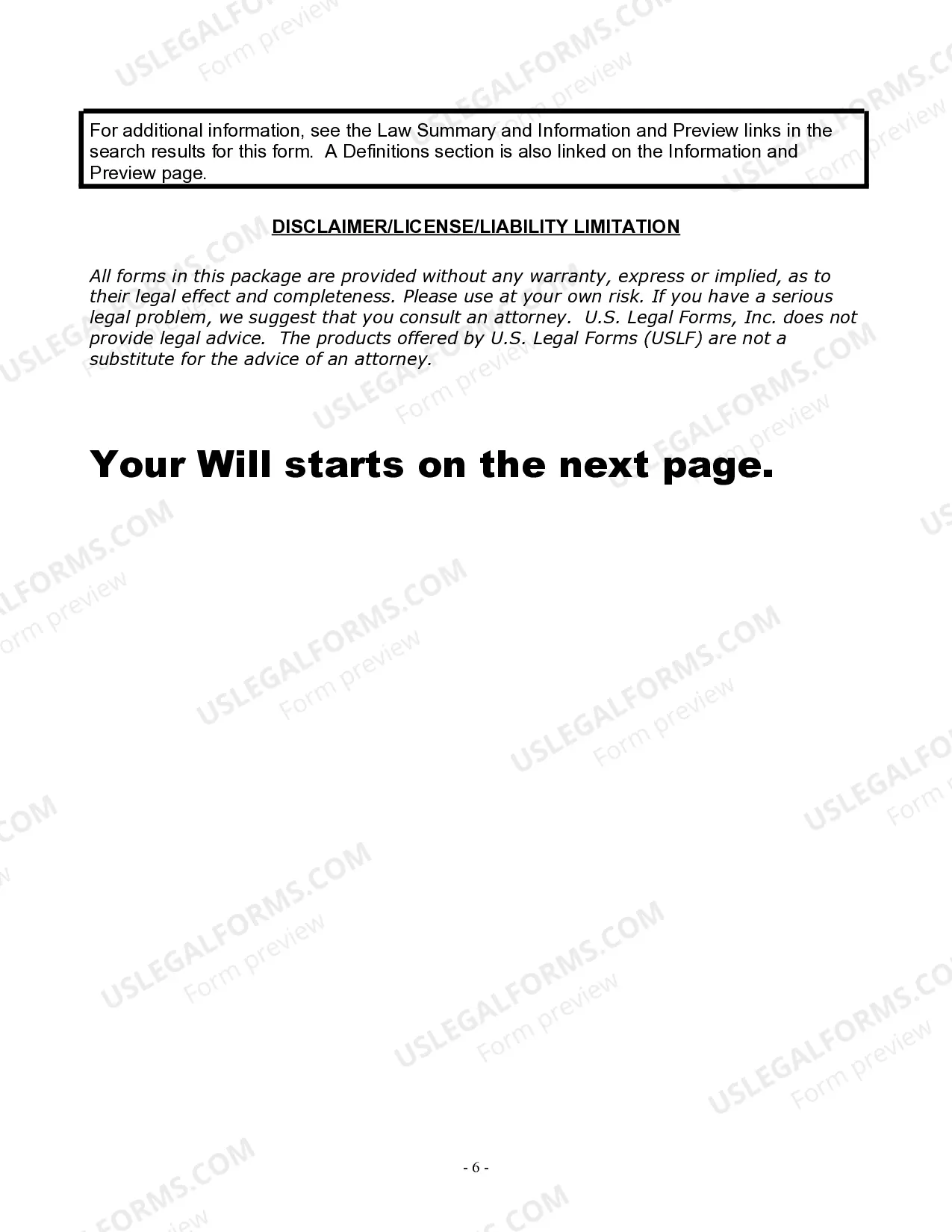 Preview Last Will and Testament for Widow or Widower with Minor Children