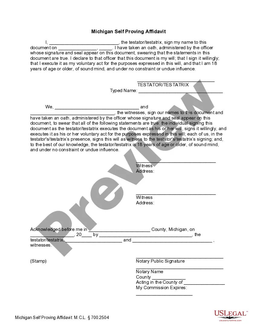 Preview Last Will and Testament with All Property to Trust called a Pour Over Will