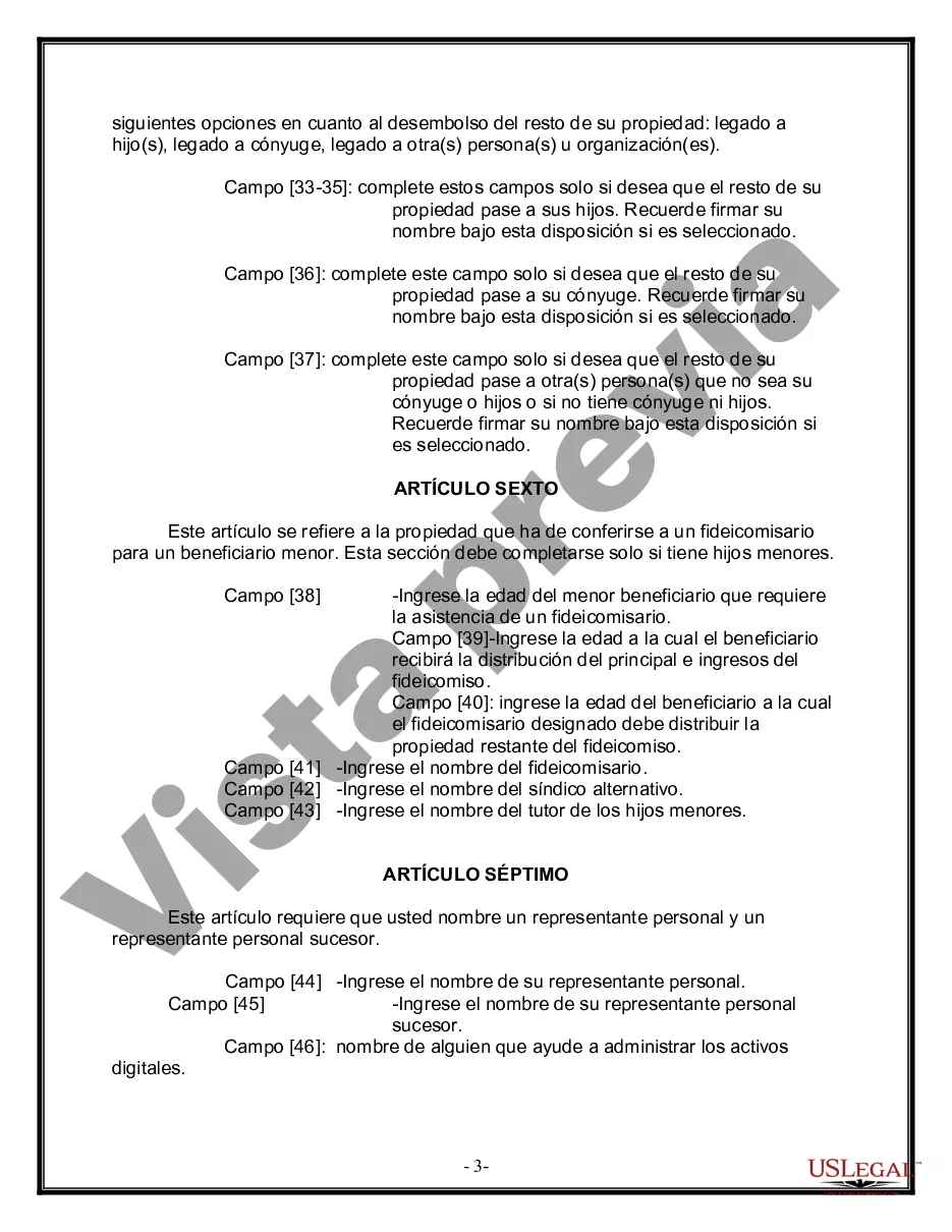 Preview Última voluntad y testamento para otras personas
