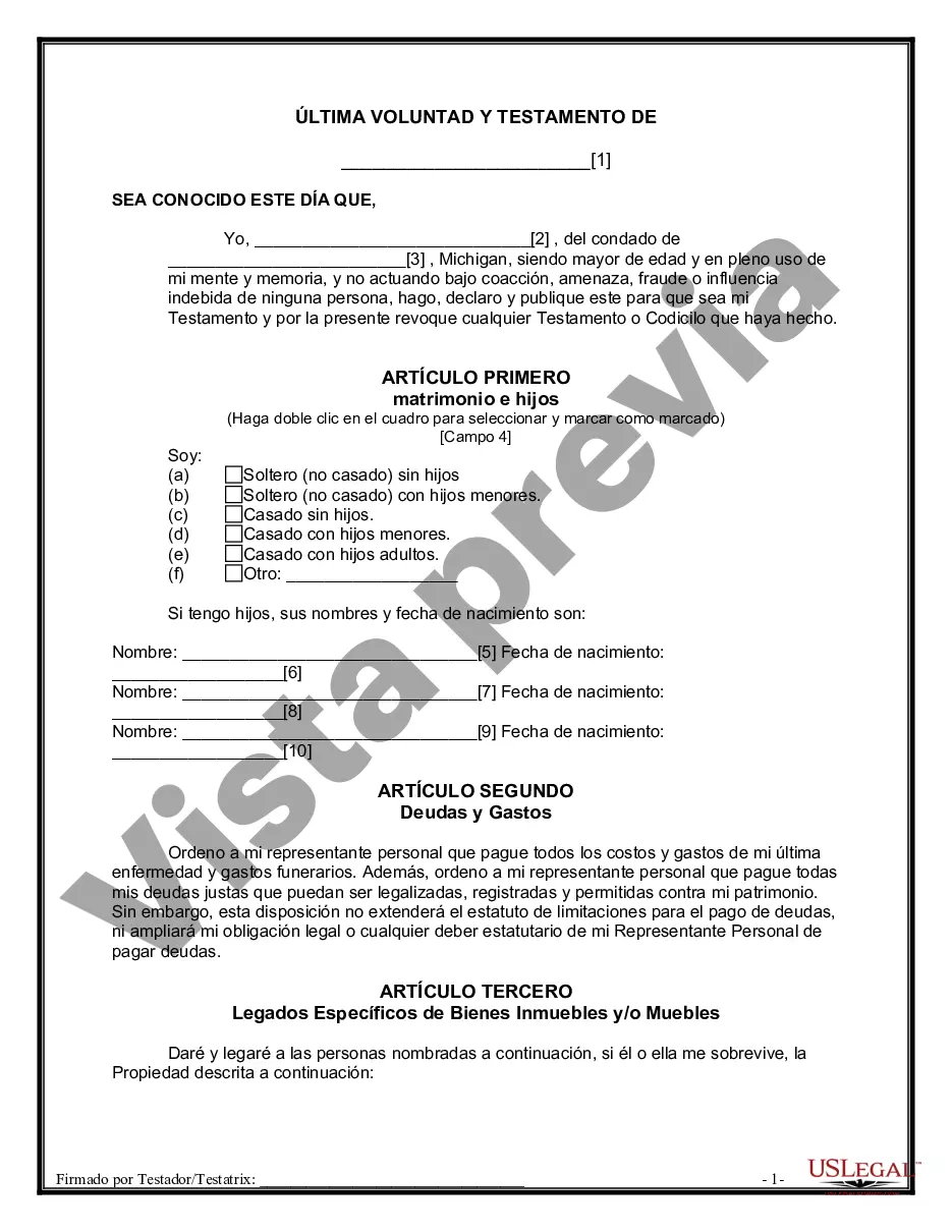 Preview Última voluntad y testamento para otras personas