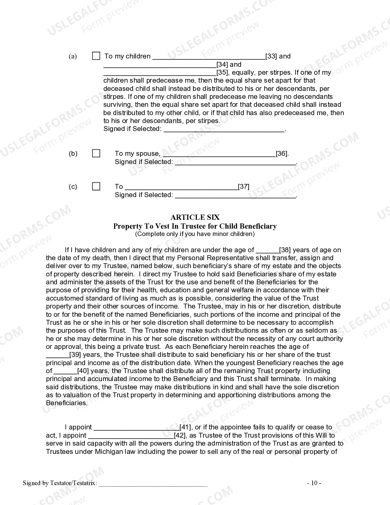 Preview Last Will and Testament for other Persons