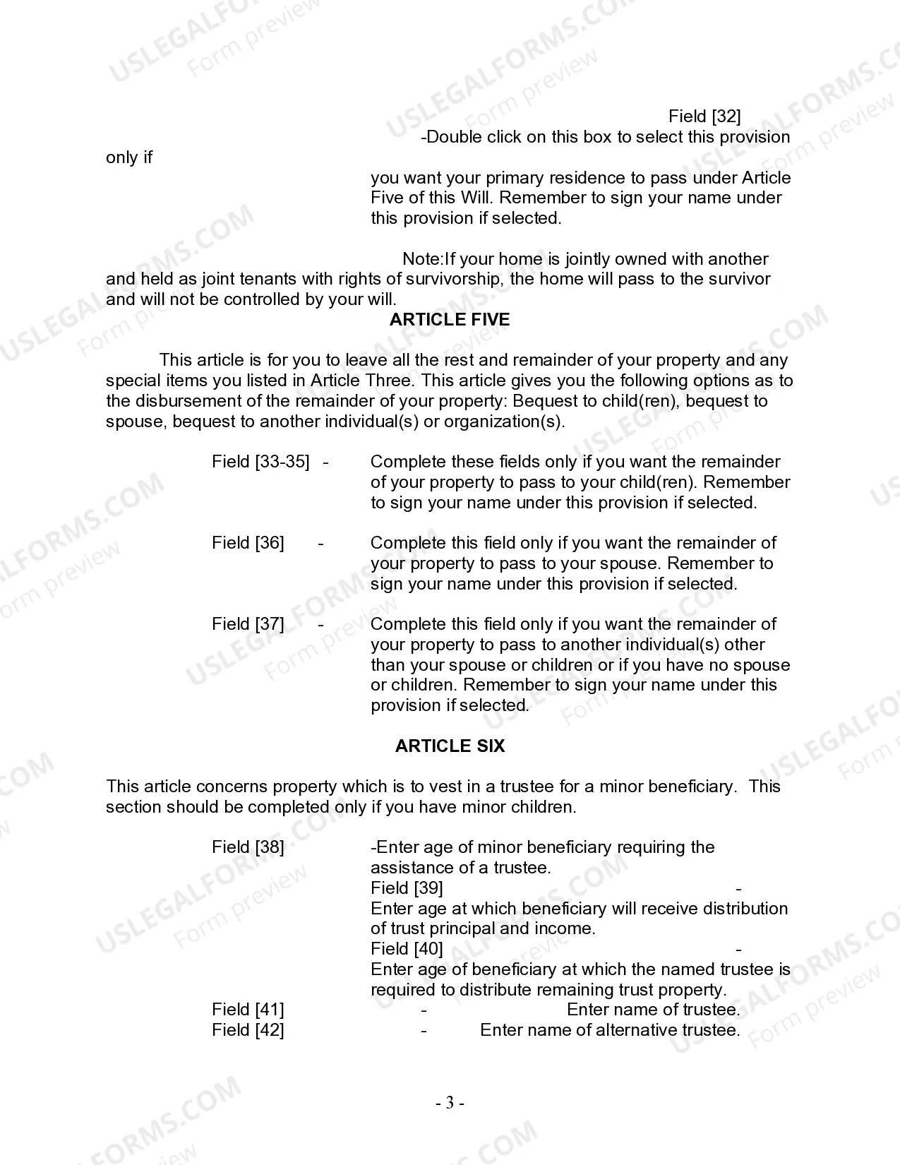 Preview Last Will and Testament for other Persons