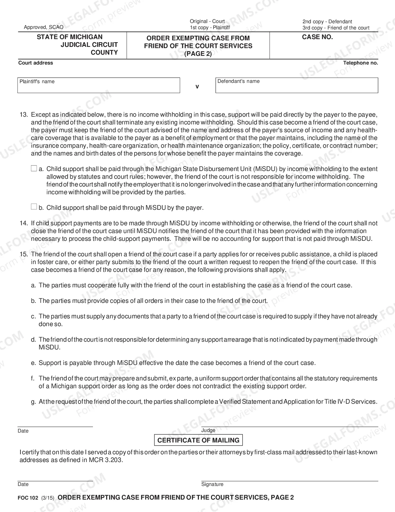 Preview Order Exempting Case