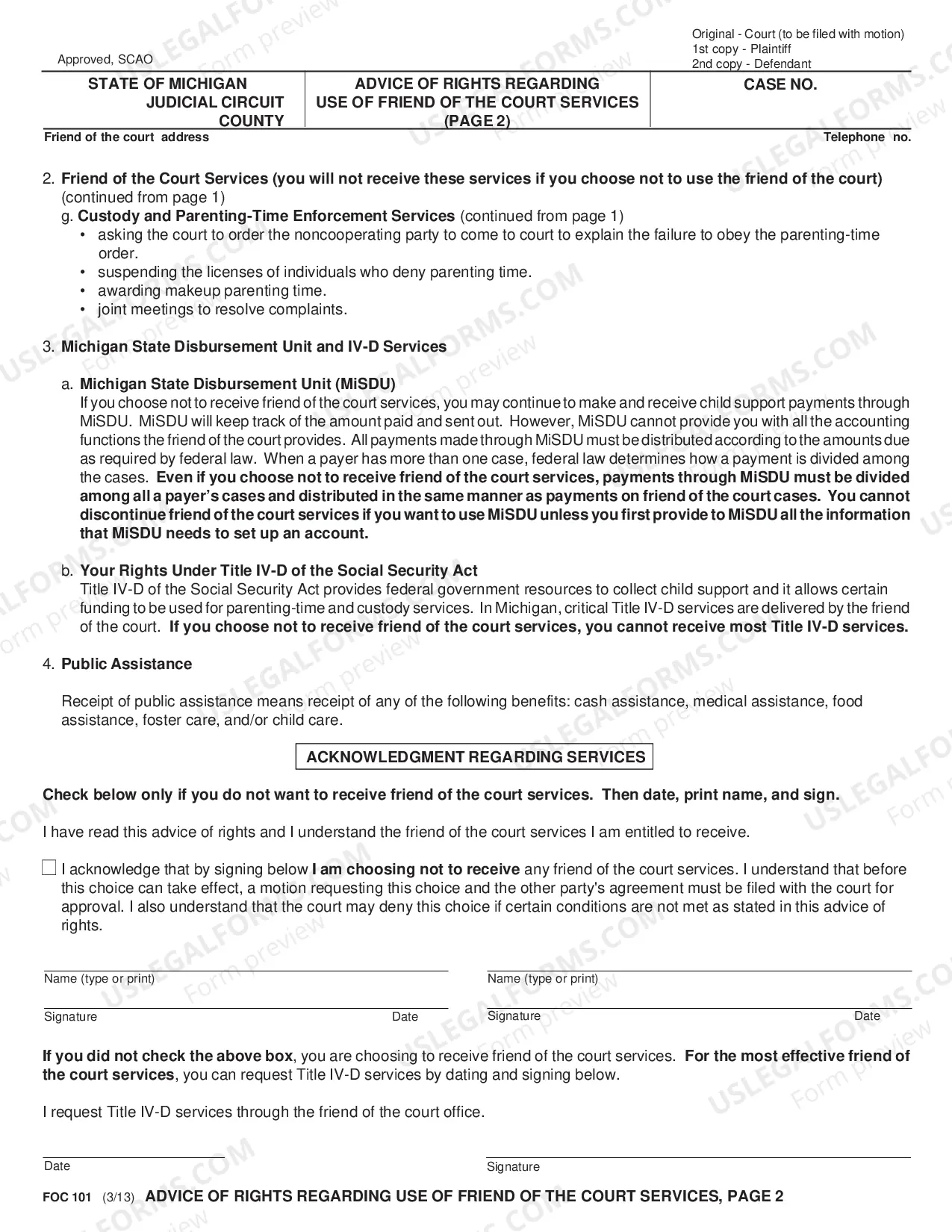 Preview Advice of Rights