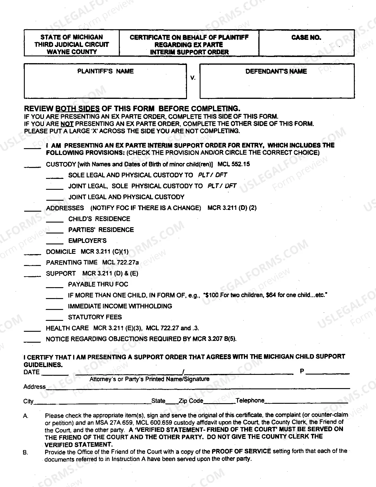 Preview Ex Parte Certificate of Conformity