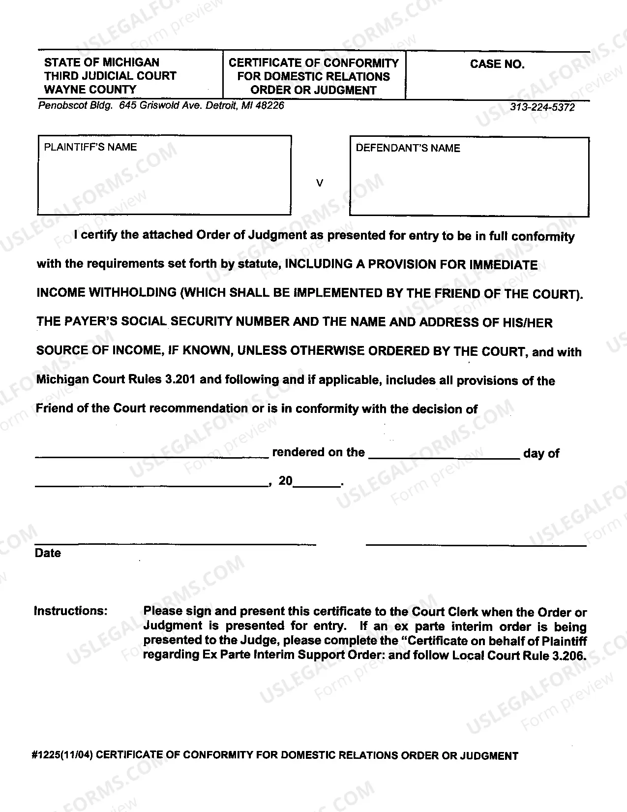 Preview Ex Parte Certificate of Conformity