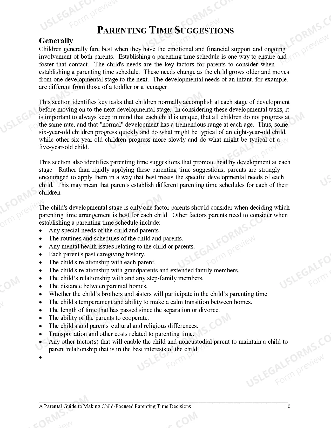 Preview Appendix B - A Parental Guide to Making Child Focused Parenting Time Decisions