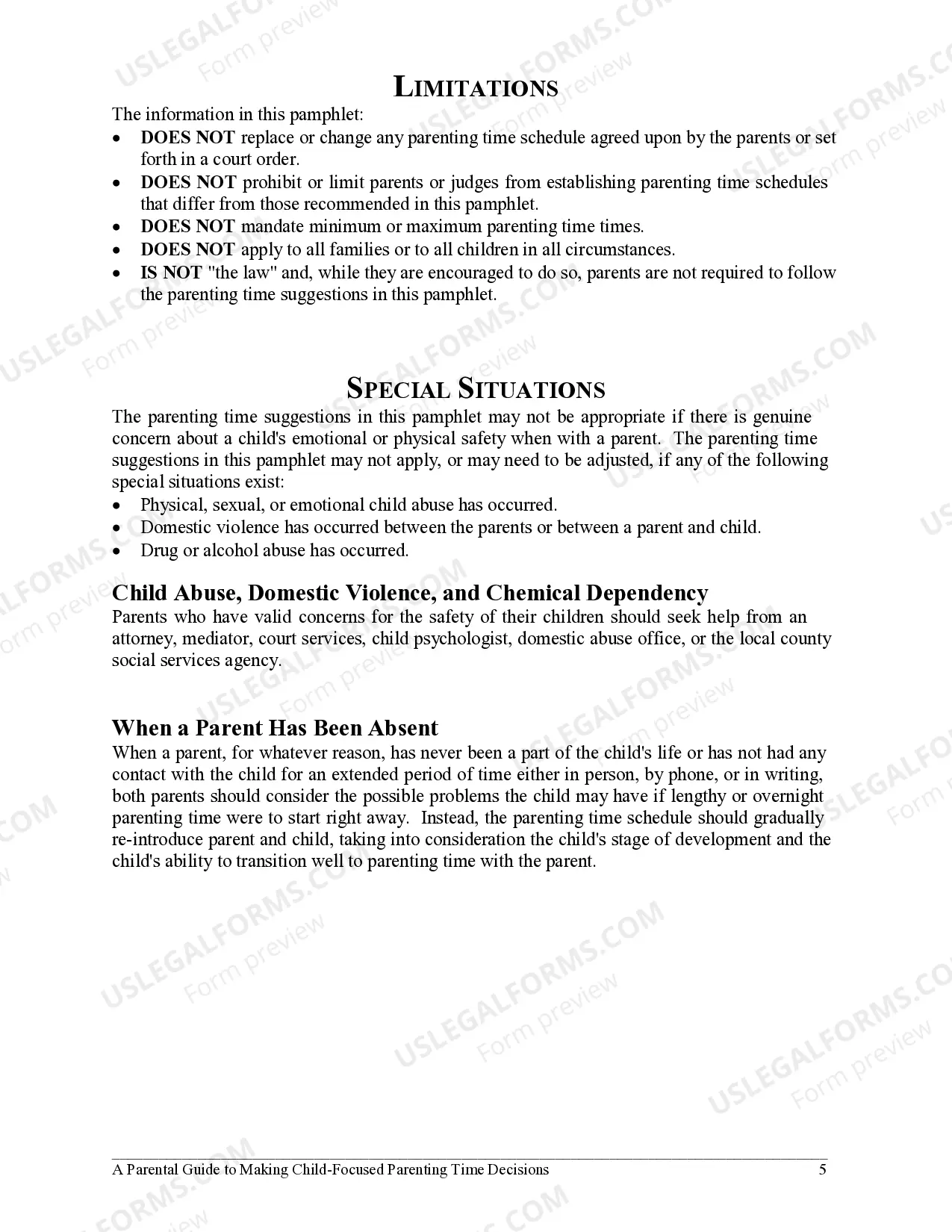 Preview Appendix B - A Parental Guide to Making Child Focused Parenting Time Decisions