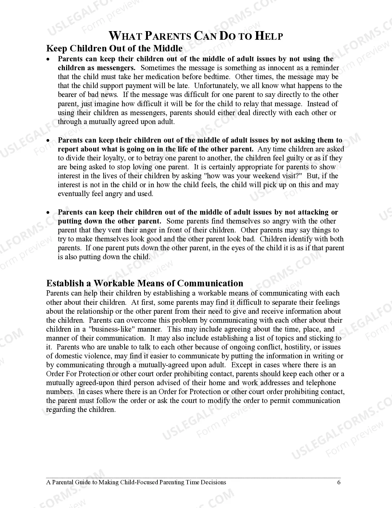 Preview Appendix B - A Parental Guide to Making Child Focused Parenting Time Decisions