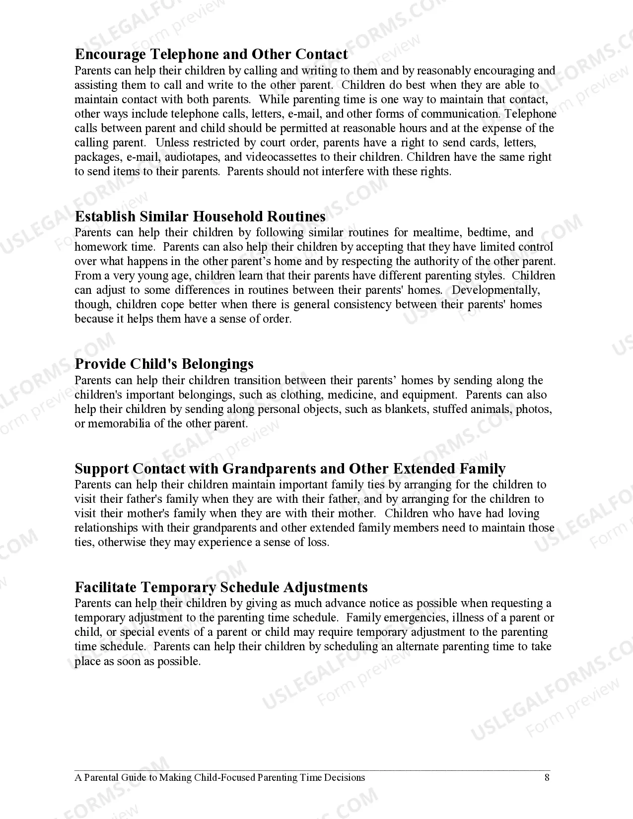 Preview Appendix B - A Parental Guide to Making Child Focused Parenting Time Decisions