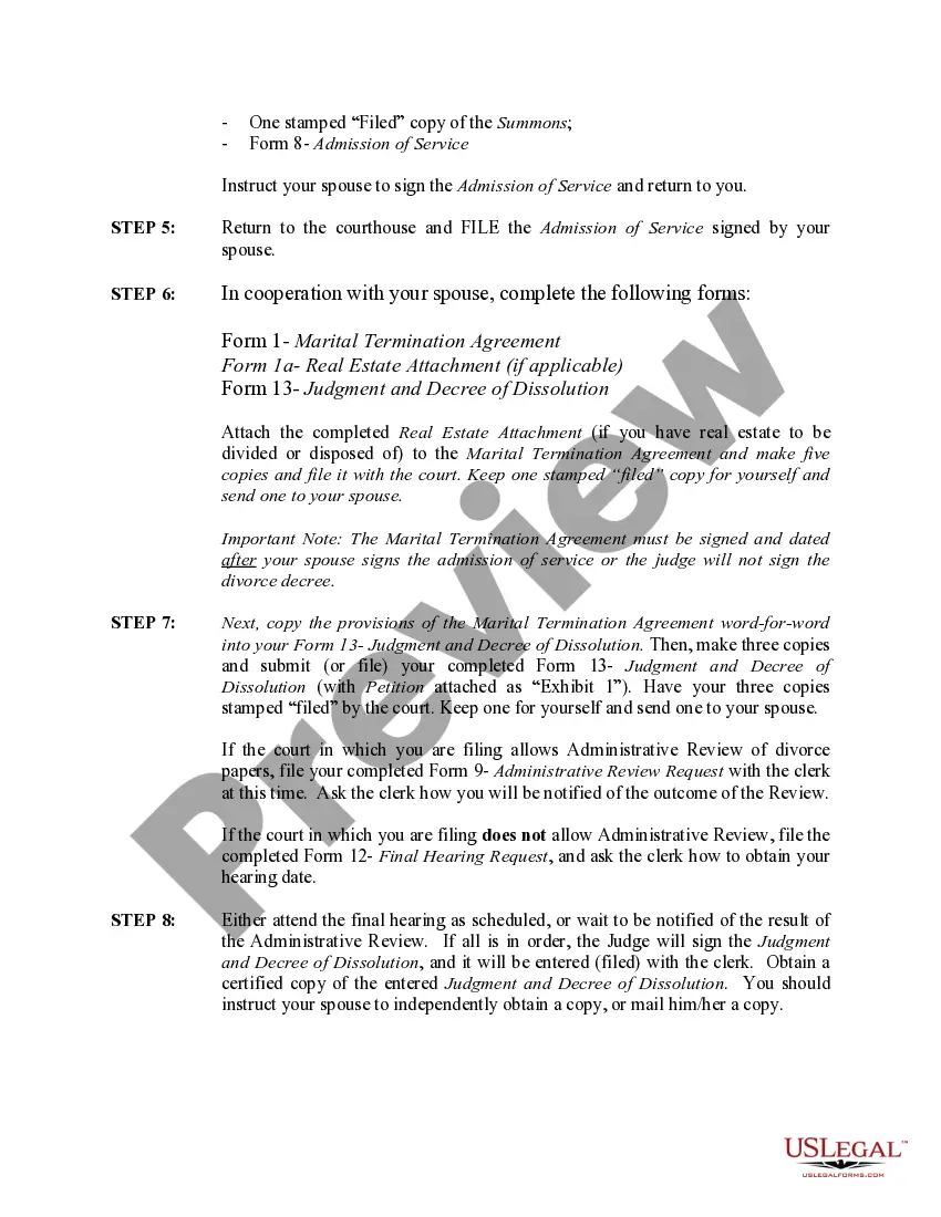 Preview Minnesota No-Fault Uncontested Agreed Divorce Package for Dissolution of Marriage with Adult Children and with or without Property and Debts