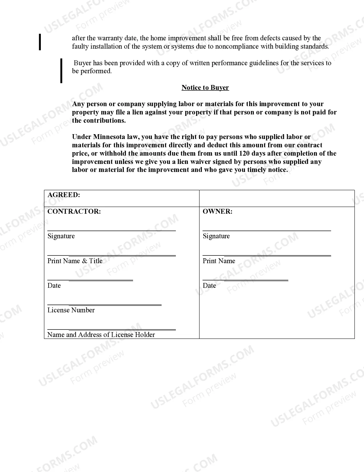 Preview HVAC Contract for Contractor