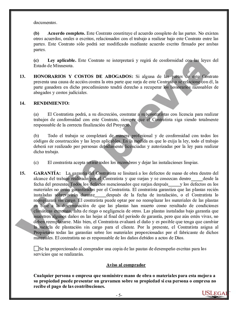 Preview Contrato de paisajismo para contratista