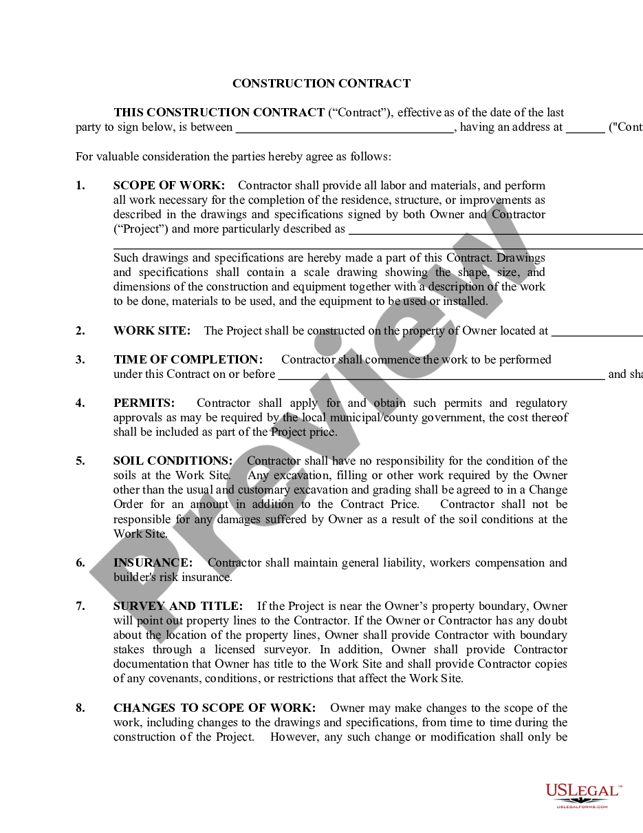 page 0 Commercial Contract for Contractor preview