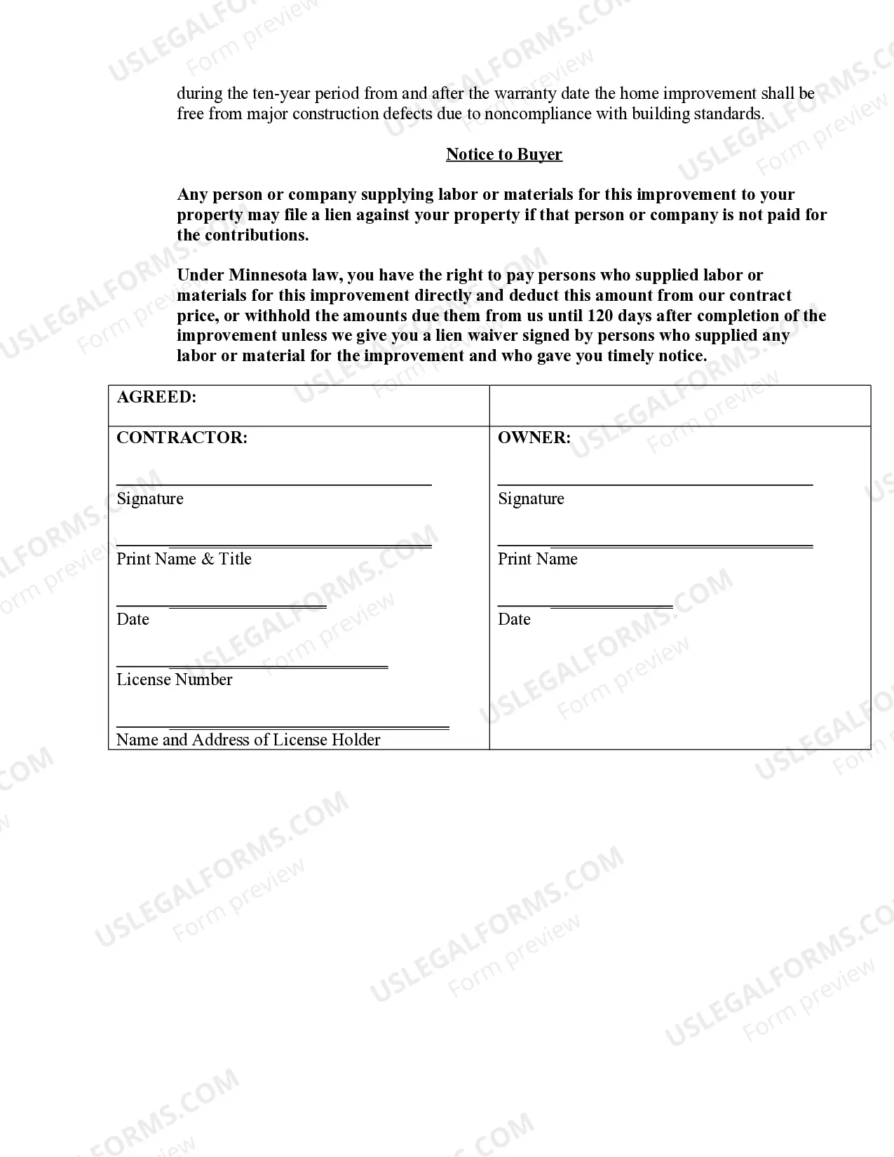 Preview Excavator Contract for Contractor
