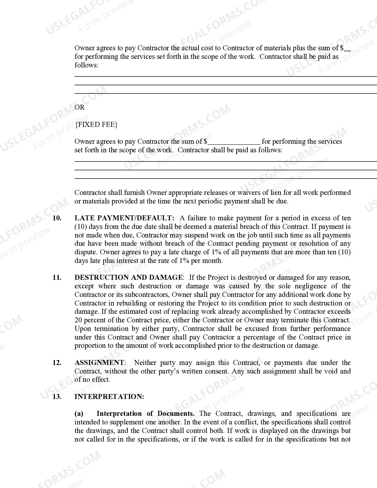 Preview Renovation Contract for Contractor