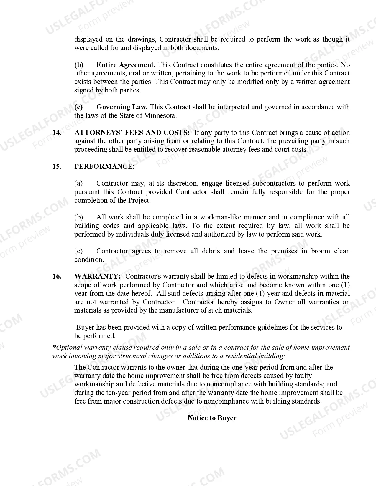 Preview Renovation Contract for Contractor