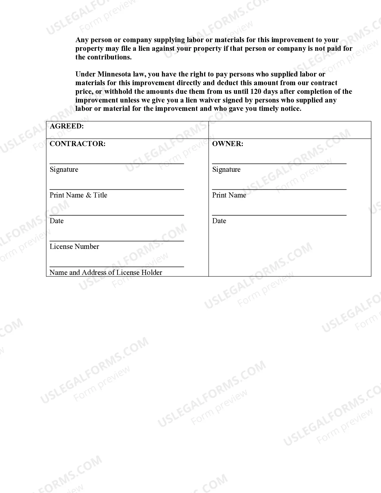 Preview Renovation Contract for Contractor