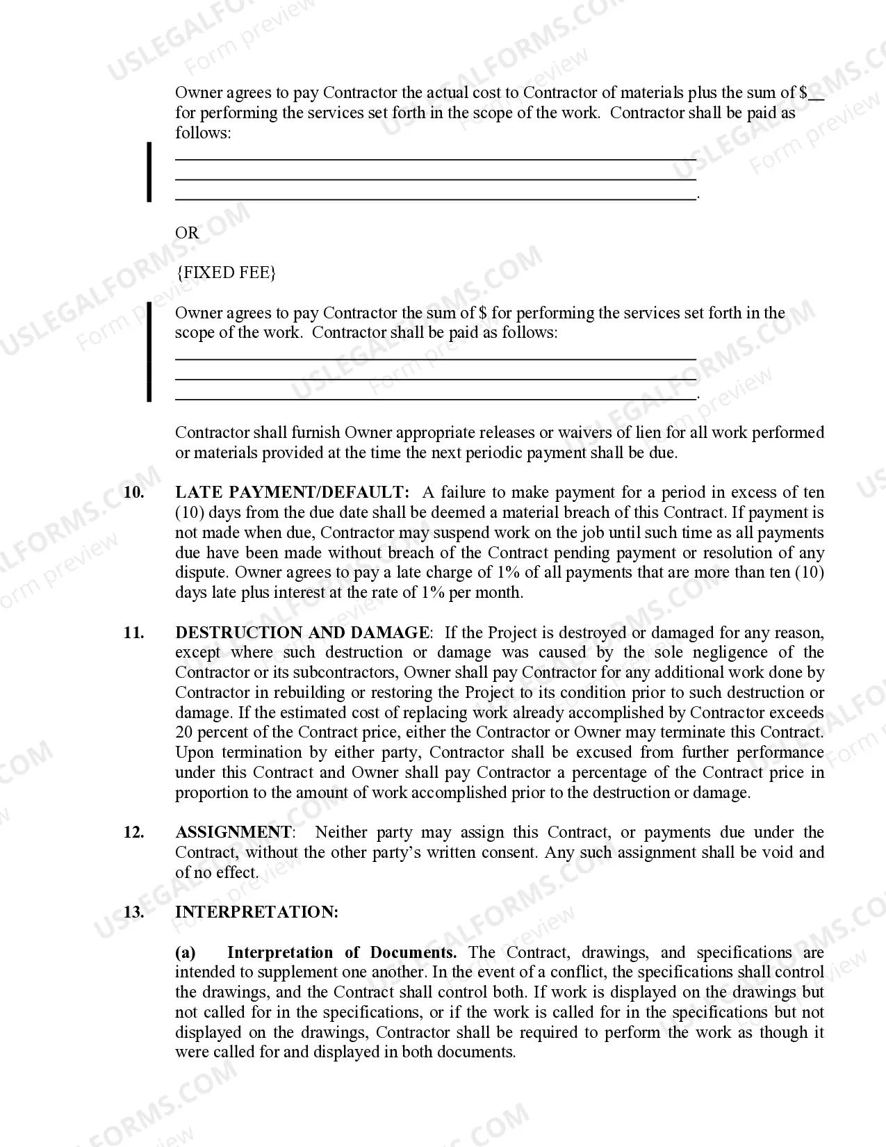 Preview Concrete Mason Contract for Contractor