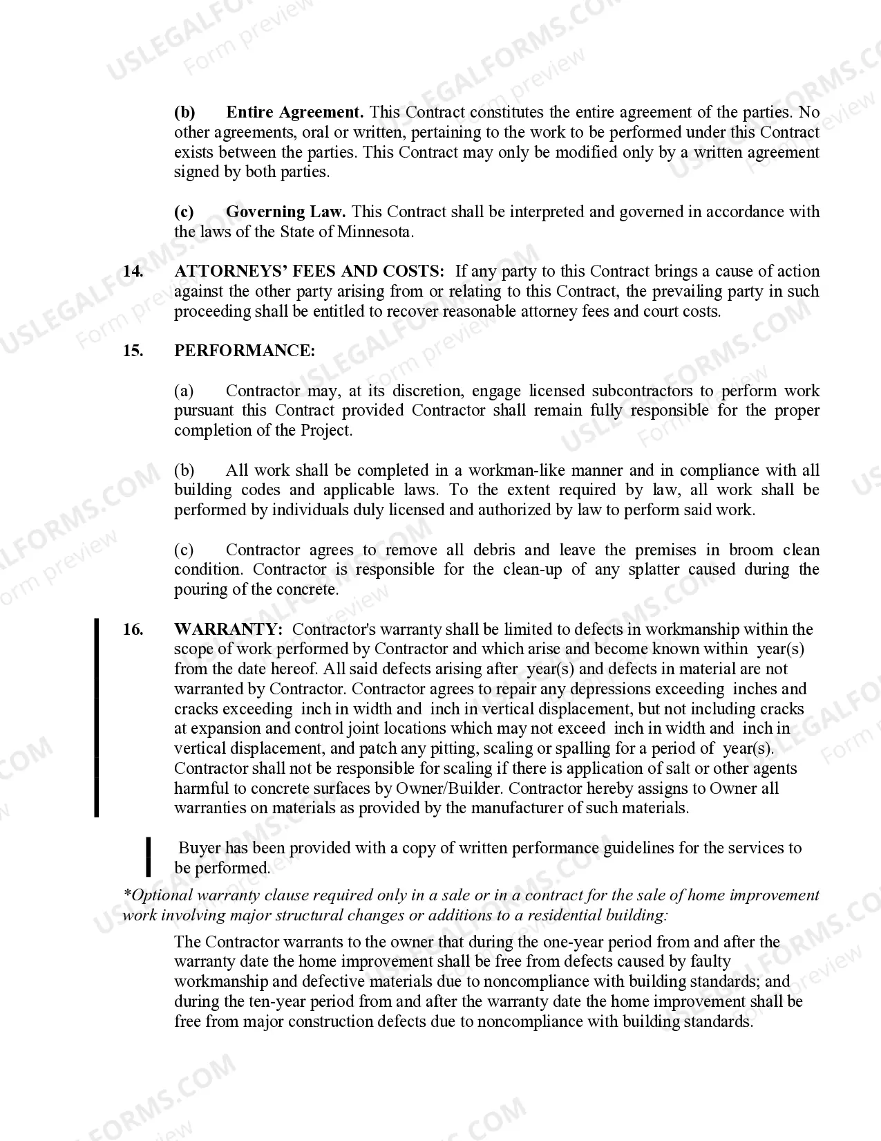 Preview Concrete Mason Contract for Contractor