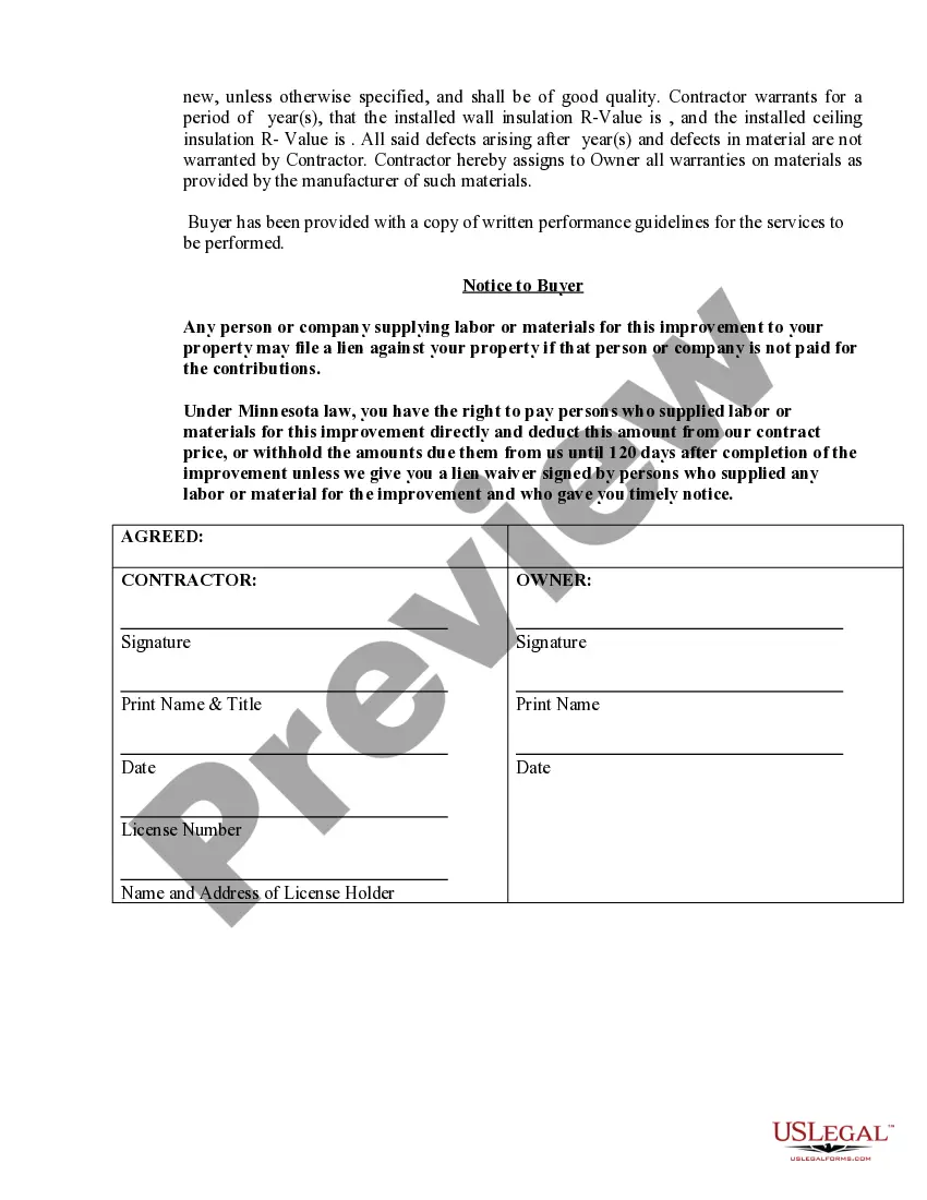 Preview Insulation Contract for Contractor