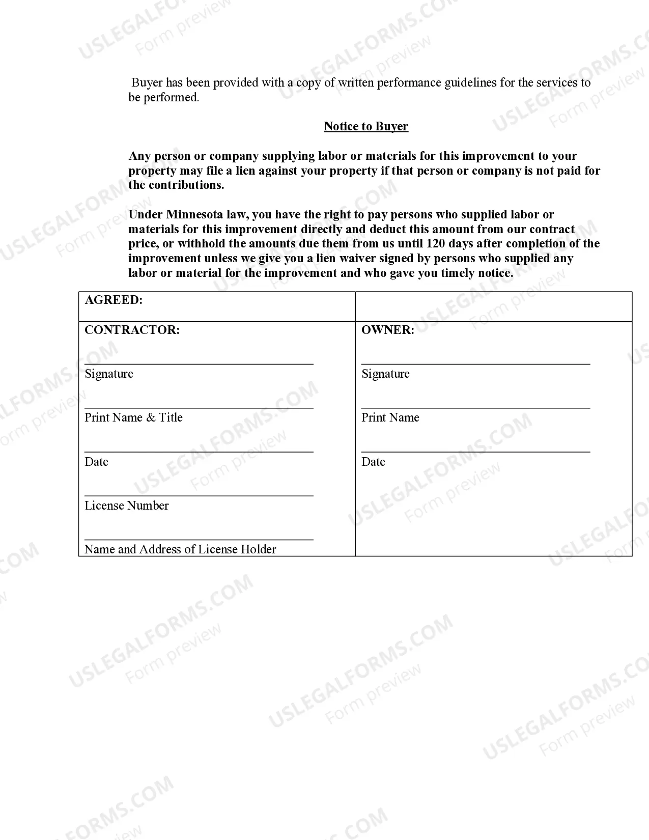 Preview Drainage Contract for Contractor