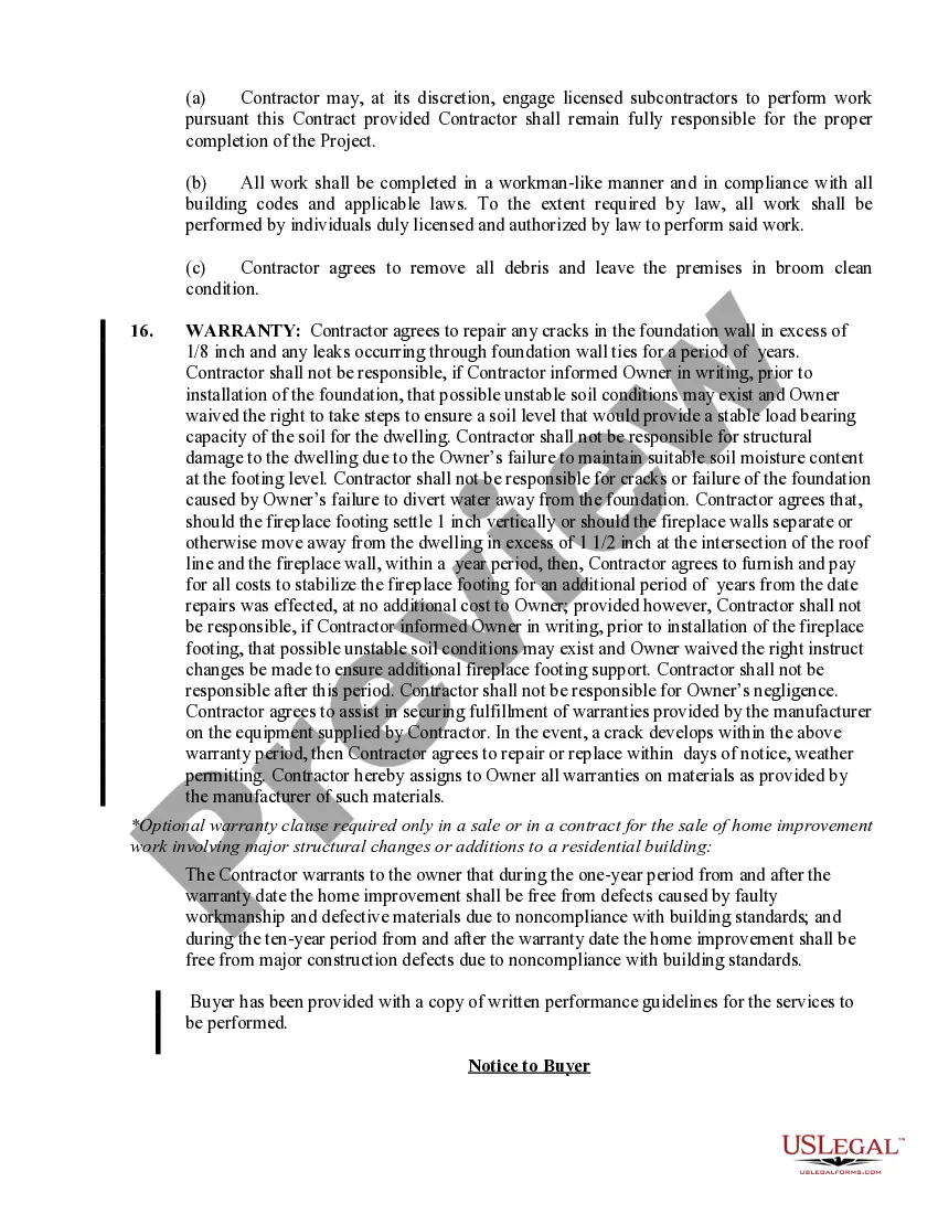 Preview Foundation Contract for Contractor