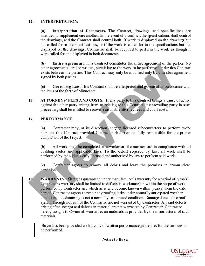 Preview Roofing Contract for Contractor