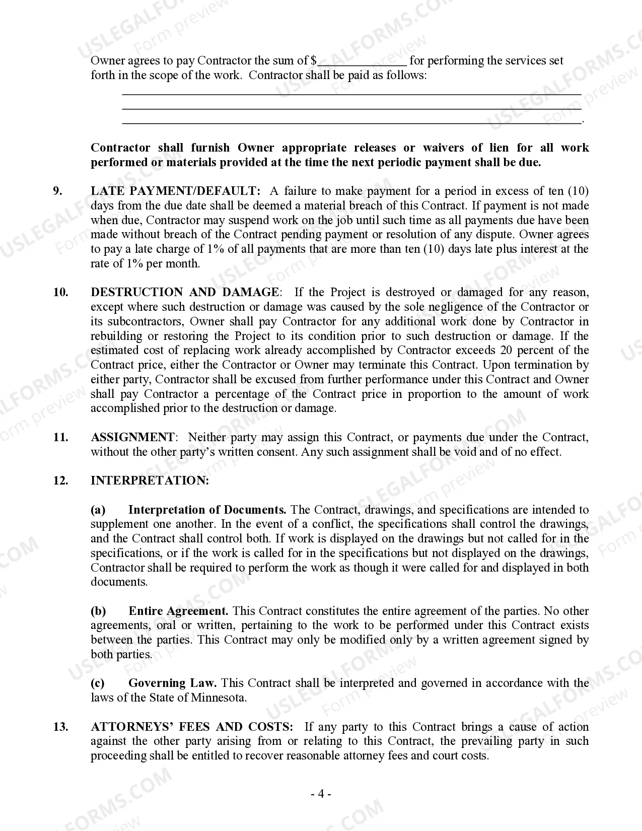 Preview Electrical Contract for Contractor
