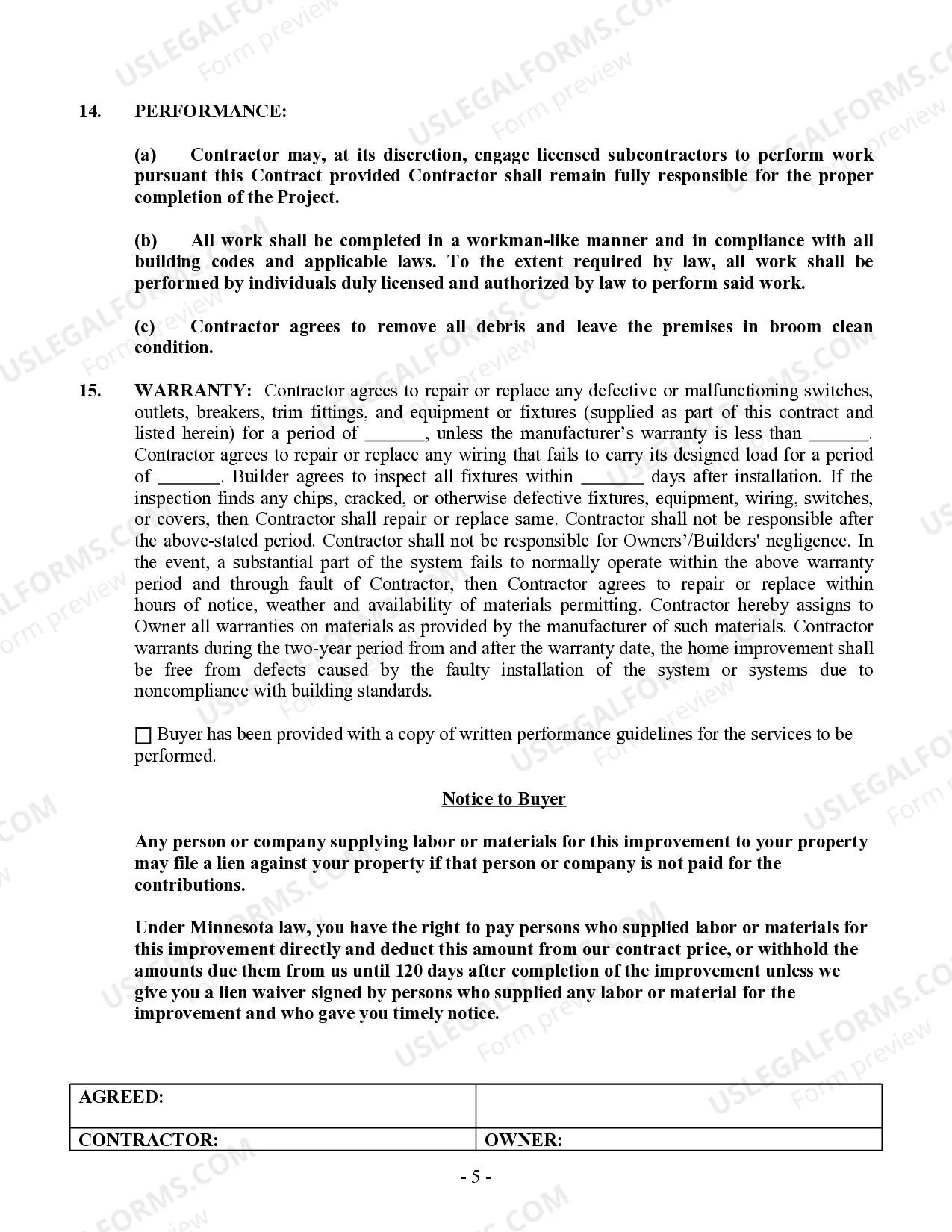 Preview Electrical Contract for Contractor