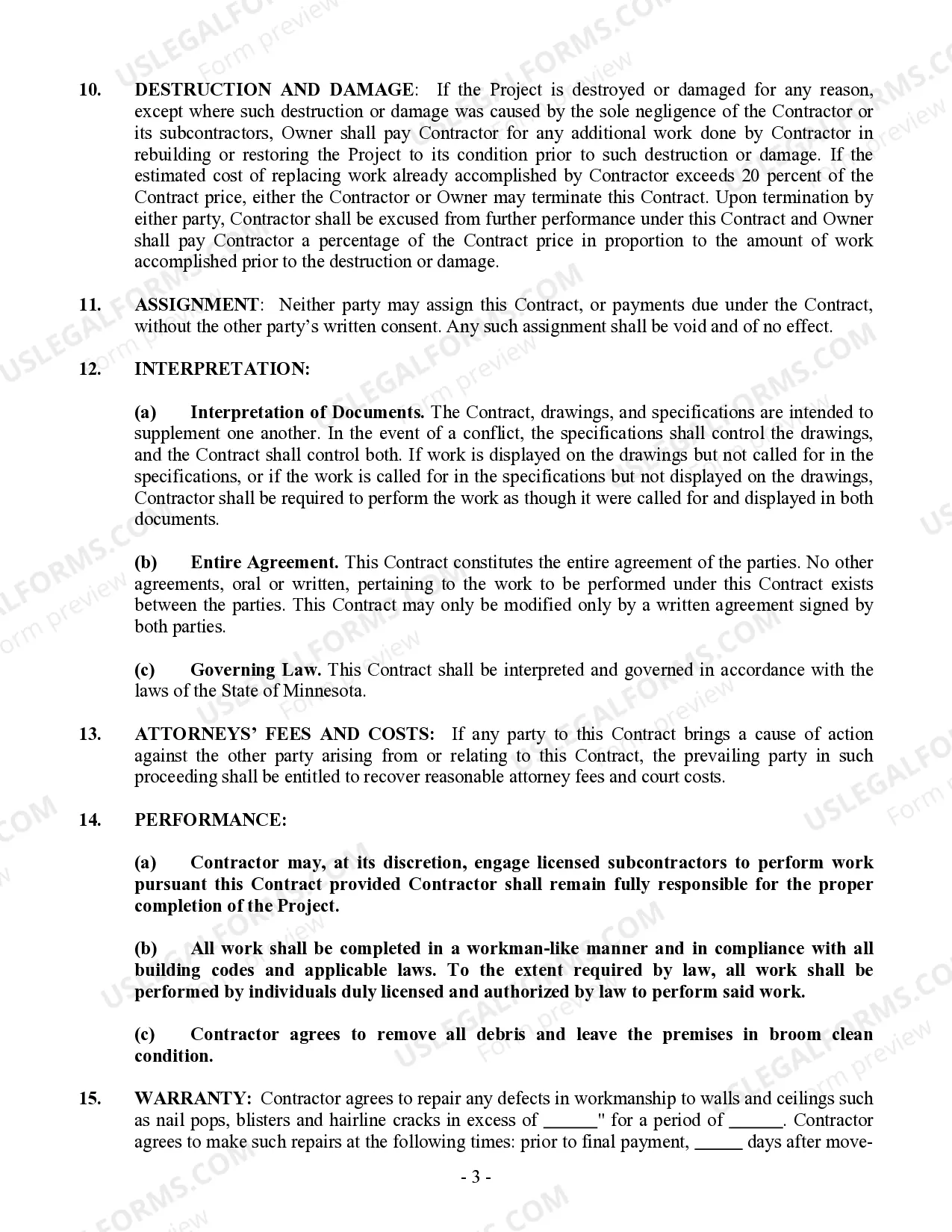 Preview Sheetrock Drywall Contract for Contractor