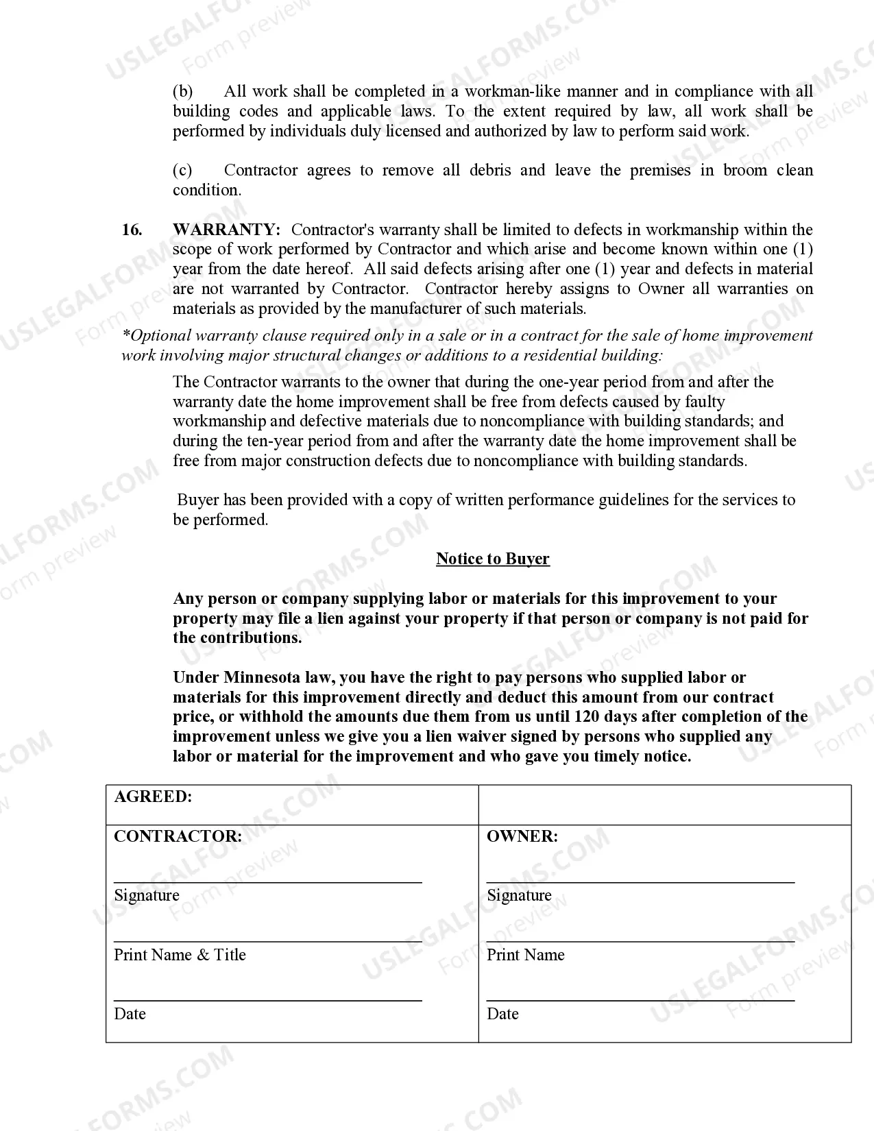 Preview Flooring Contract for Contractor