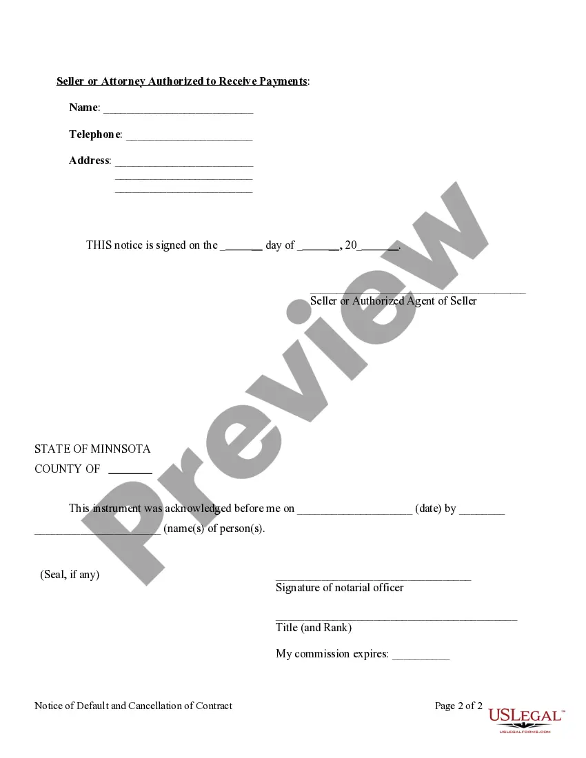 Preview General Notice of Default for Contract for Deed