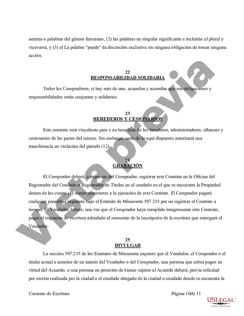 Preview Acuerdo o Contrato de Escritura de Venta y Compra de Bienes Raíces a/k/a Terreno o Contrato de Ejecución