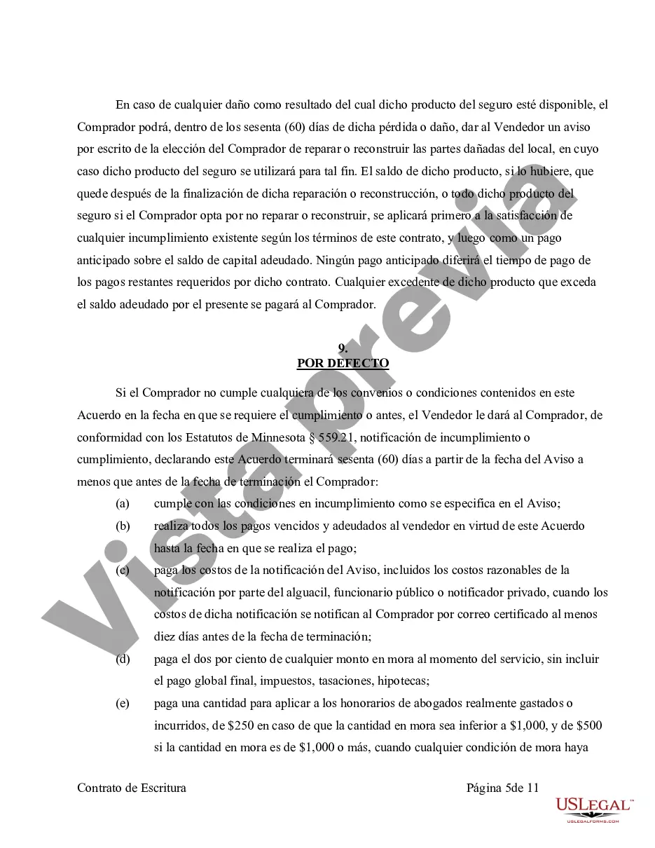 Preview Acuerdo o Contrato de Escritura de Venta y Compra de Bienes Raíces a/k/a Terreno o Contrato de Ejecución