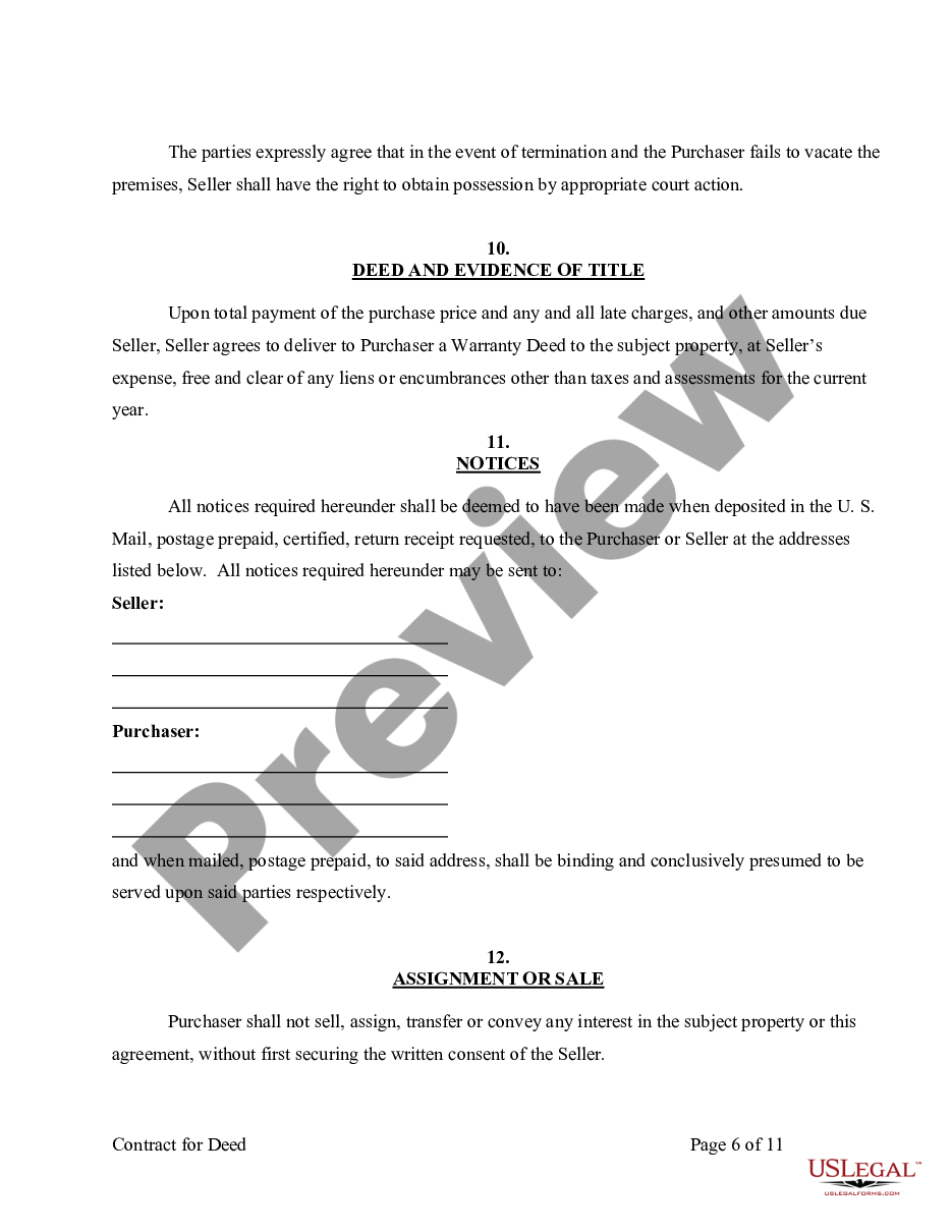 assignment of contract for deed minnesota