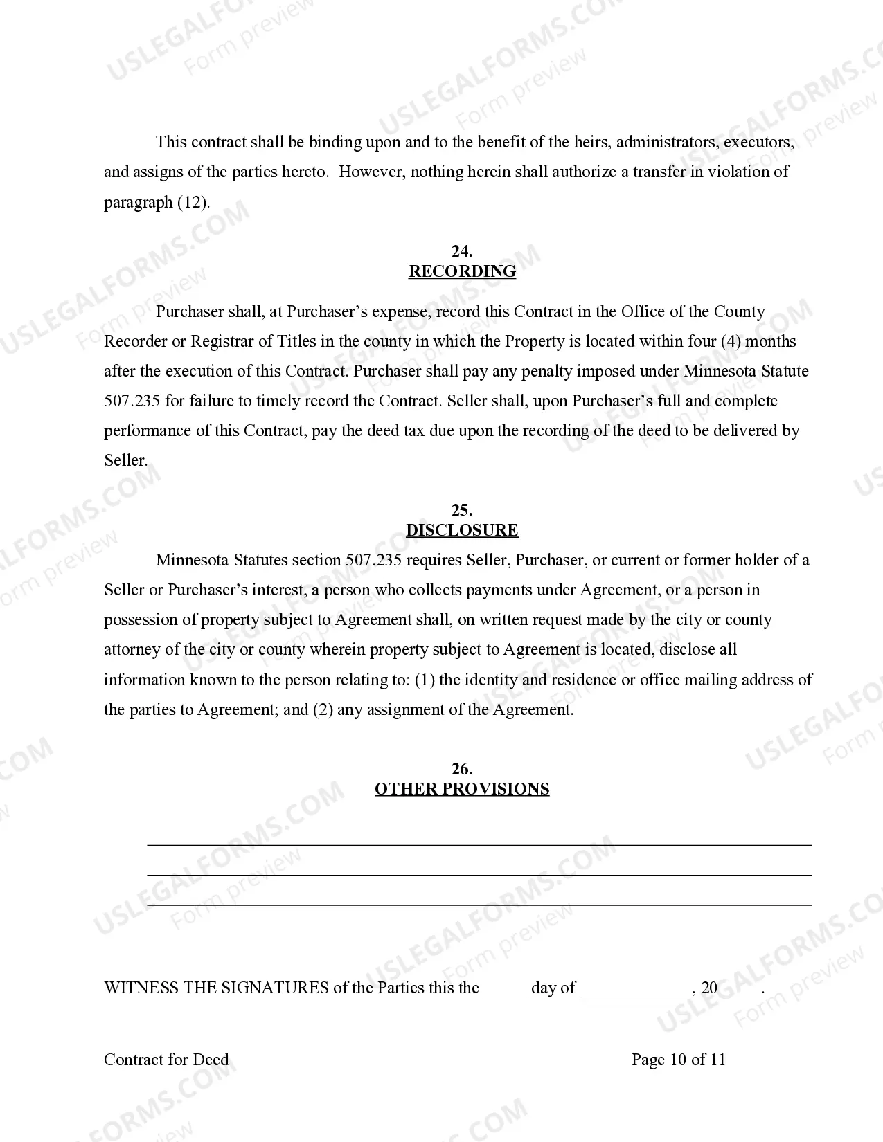 Preview Agreement or Contract for Deed for Sale and Purchase of Real Estate a/k/a Land or Executory Contract