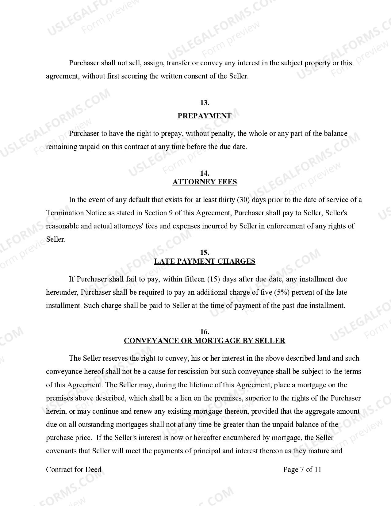 Preview Agreement or Contract for Deed for Sale and Purchase of Real Estate a/k/a Land or Executory Contract