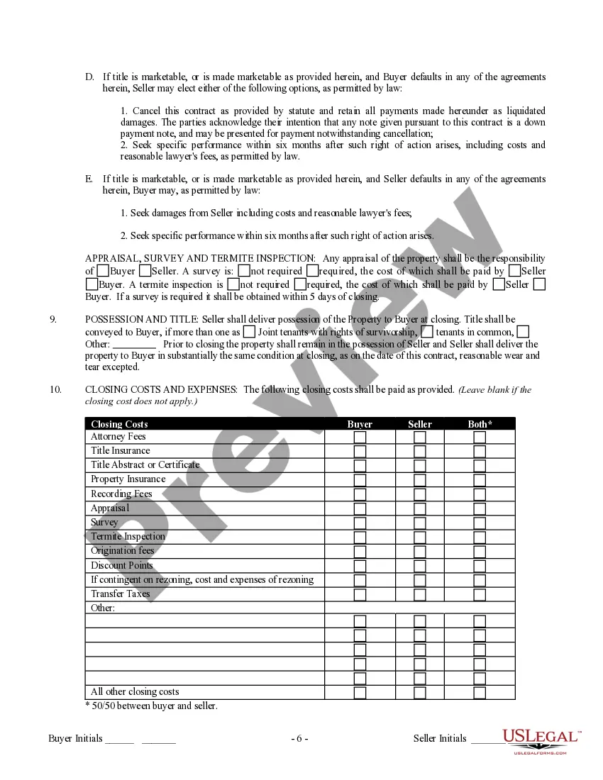 Preview Contract for Sale and Purchase of Real Estate with No Broker for Residential Home Sale Agreement