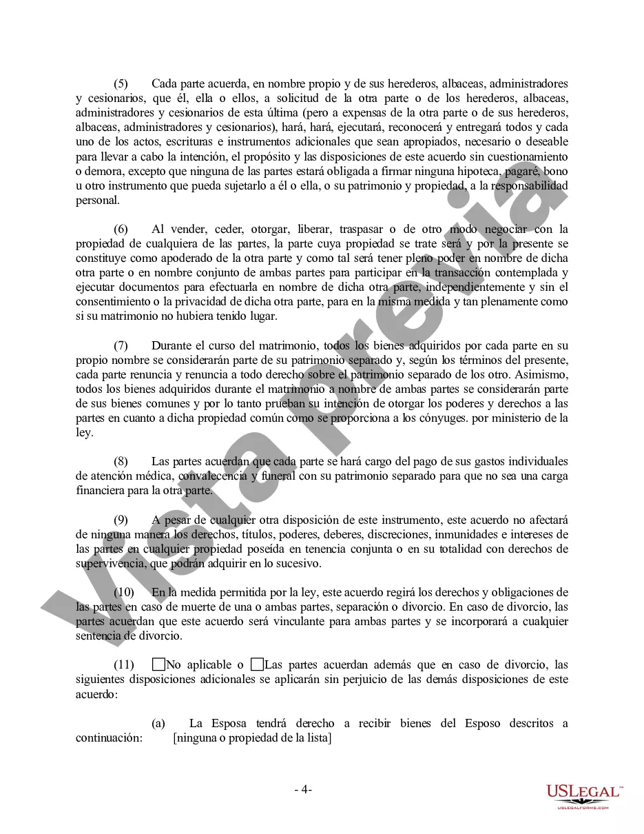 Preview Acuerdo prematrimonial prenupcial de Minnesota con estados financieros