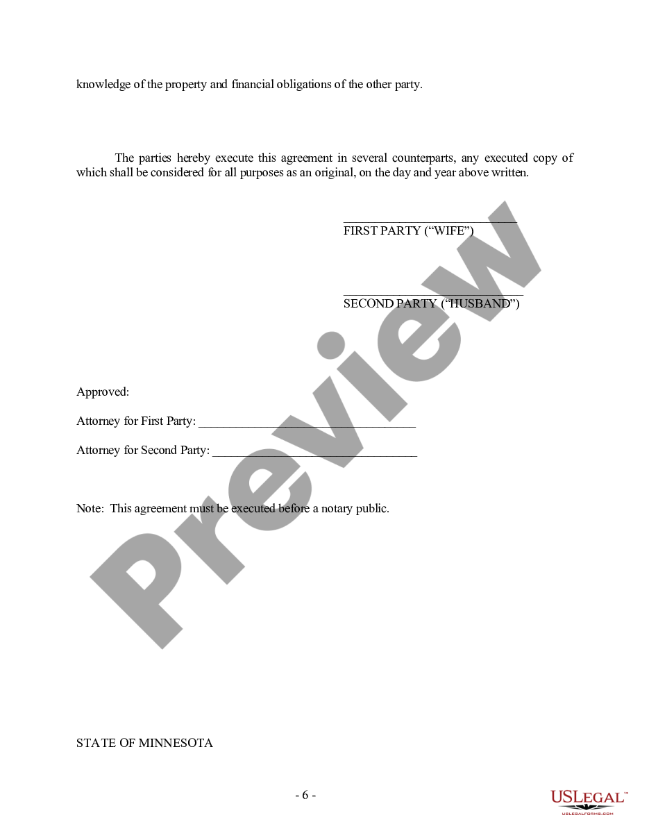 page 5 Minnesota Prenuptial Premarital Agreement with Financial Statements preview